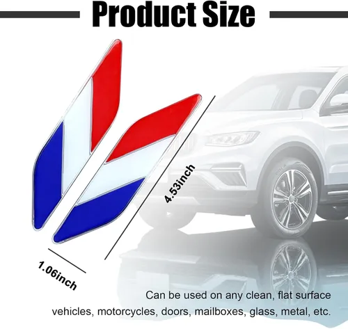 Miniatura 2 de Ziciner - 2 piezas de emblema 3D con bandera de Francia, emblema de guardabarros delantero para auto, calcomanías de aleación para auto