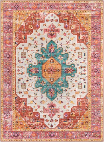 Miniatura 9 de Moynesa Alfombra de área ultra delgada lavable - Alfombras rosas de 4x6 pies para dormitorio de niñas, alfombra vintage para sala de estar