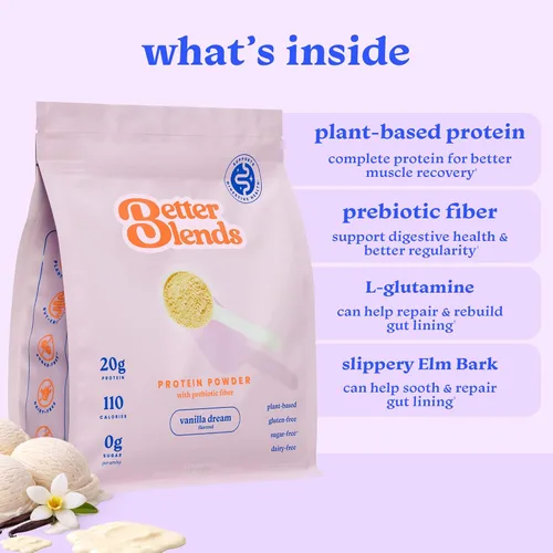 Miniatura 5 de Proteína en polvo amigable con el intestino para estómagos sensibles, bajo FODMAP, 0.71 onzas de proteína vegana de guisantes y arroz con fibra