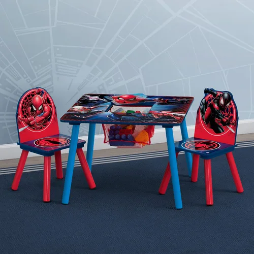Miniatura 2 de Delta Children - Juego de mesa para niños Marvel Spider Man con almacenamiento (incluye 2 sillas) certificado Greenguard Gold, talla única, azul/rojo