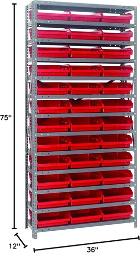Miniatura 622 de Quantum QSBU-245BK Heavy Duty Shelving Unit with (7) Shelves and (24) QUS245 Black Bins for Garage Warehouse Storage Distribution 400 lb Load