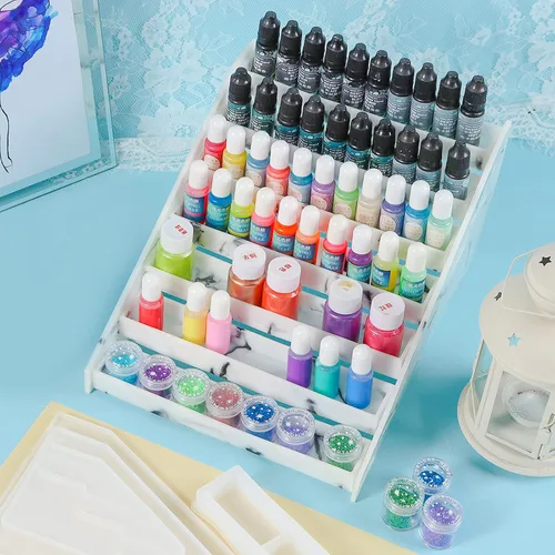 Miniatura 4 de Organizador de exhibición, moldes de silicona de resina epoxi, juego de 7 niveles para lápiz labial, maquillaje, esmalte de uñas, pigmento y joyería