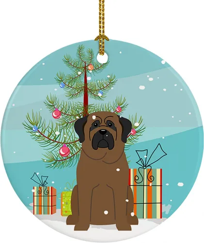Miniatura 45 de Caroline's Treasures Adorno de cerámica para árbol de Navidad, Laika Spitz de Siberia Occidental, decoración colgante para árbol de Navidad