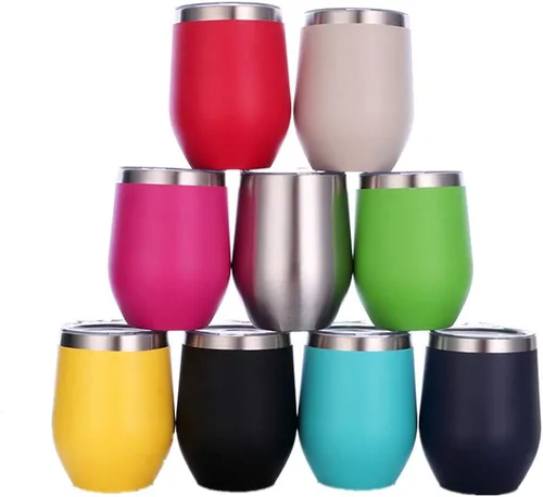 Miniatura 14 de Copas de vino de acero inoxidable, vaso aislado de doble pared con tapa para vino, café, bebidas, champán, cócteles (acero inoxidable)