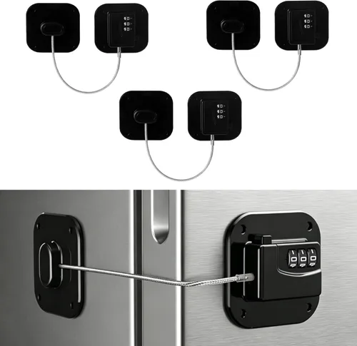 Miniatura 11 de Cerradura de refrigerador, cerraduras de refrigerador para niños, cerradura de congelador con combinación para refrigeradores, cajones, armarios