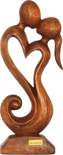 G6 Collection Estatua de escultura abstracta de madera de 12 pulgadas hecha a mano – Amor eterno – Arte de regalo decorativo para decoración del