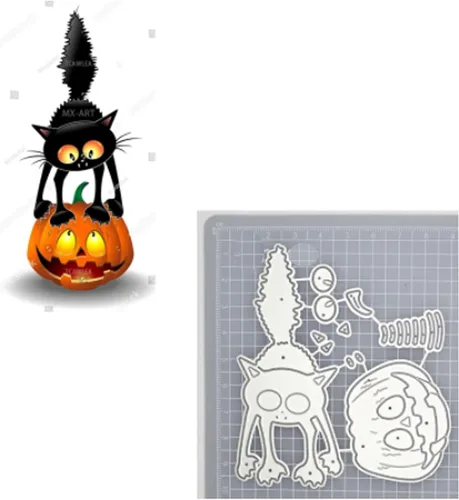 Miniatura 3 de Suds&WH Encantadores troquelados de metal de calabaza de gato, plantillas de corte de tarjetas de calabaza de Halloween, álbum de recortes, álbum