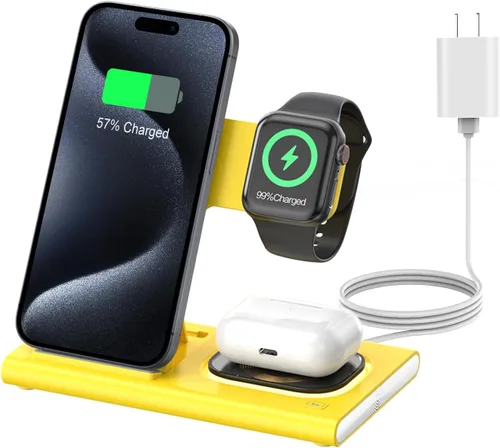 Miniatura 16 de Estación de carga 3 en 1 para iPhone 17 - Cargador inalámbrico para productos Apple para iPhone 17 16 15 14 13 12 11 Pro Max - Estación de carga Azul