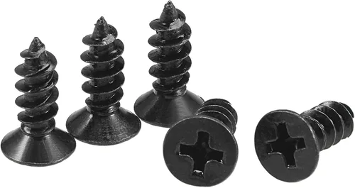 Miniatura 13 de uxcell M3.5 x 12mm Tornillos para madera con cabeza plana Phillips de acero al carbono autorroscantes negros 200 piezas