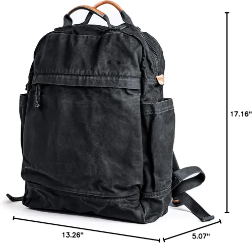 Miniatura 9 de Mochila de lona Gootium para mujeres, estilo vintage con cierre de cremallera, mochila casual para hombres, de tela, para viajes al aire libre