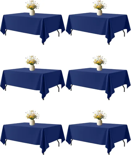 Miniatura 23 de Niuara Mantel de Mesa Rectangular Negro - Paquete de 6, 60" × 84" Mantel de Tela Lavable para Mesas de 5 Pies, Resistente a las Arrugas y a Prueba
