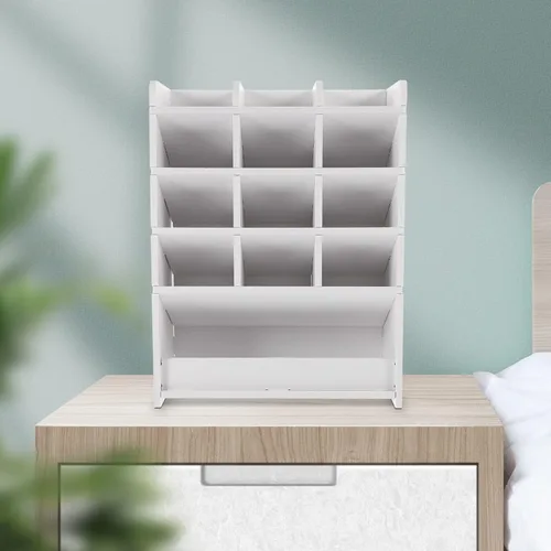 Miniatura 4 de Organizador de lápices de escritorio con compartimentos, estante de almacenamiento de lápices para aula, oficina, escritorio, suministros de arte