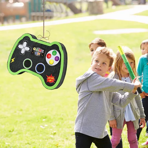Miniatura 7 de WERNNSAI - Piñata de controlador de videojuegos, suministros para fiestas, paquete con venda y bate para niños, temática de juegos, fiesta