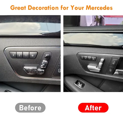 Miniatura 4 de Moonlinks Mercedes Benz - Calcomanías cromadas para botones de ajuste de asiento de puerta, adhesivos de botones de ajuste de asiento para clase B
