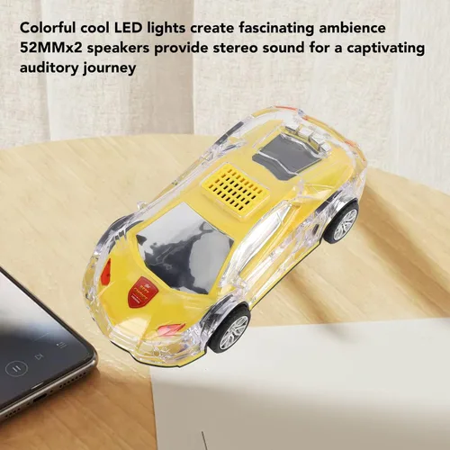 Miniatura 7 de Yoidesu Altavoz Bluetooth para coche, estilo retro con luces LED, 8.7 pulgadas USB recargable, amarillo