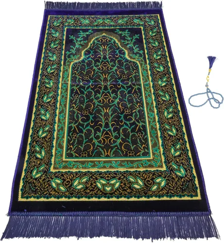 Miniatura 37 de Alfombra de oración – Alfombra turca Janamaz Sajada de felpa suave para hombres y mujeres, alfombrilla de oración lisa y sólida, regalo de Ramadán