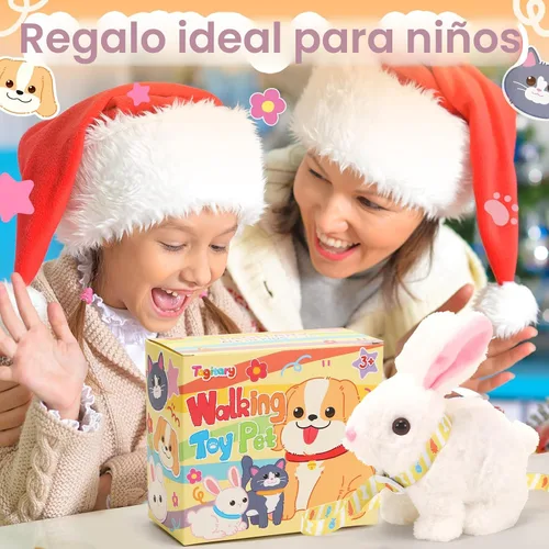 Miniatura 8 de Tagitary Juguetes de peluche electrónicos con sonidos, orejas que se mueven, boca y nariz que se contraen, juguete interactivo de conejo para niños