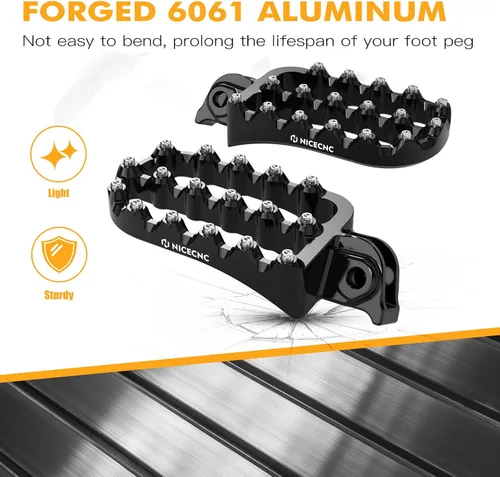Miniatura 5 de NICECNC Estriberas planas horizontales negras de ángulo ancho estilo rally compatibles con KTM 390 Adventure 2020 2021 2022 2023, aluminio 6061