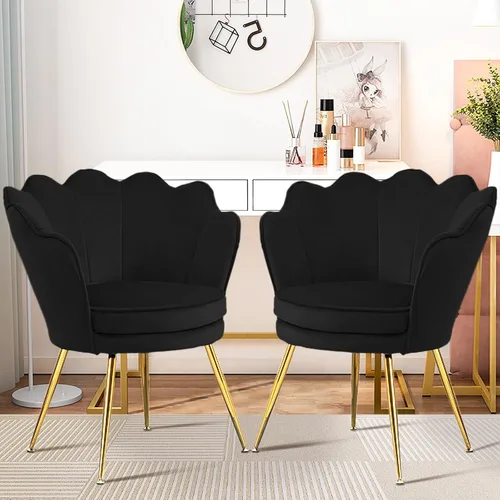 Miniatura 18 de Czlolo Juego de 2 sillas decorativas, sillas de tocador de terciopelo con respaldo, silla decorativa pequeña moderna de mediados de siglo para sala