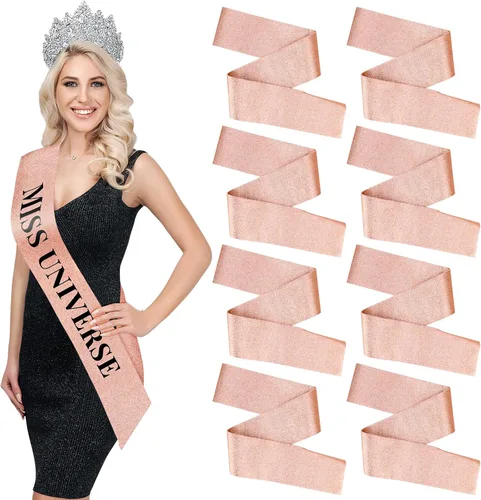 Miniatura 8 de Dreamtop 16 piezas de faja de satén en blanco negras para concursos, Señorita Mayor América 2026, faja para concurso de belleza