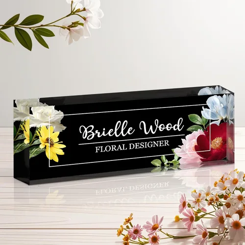 Miniatura 16 de Placa de nombre personalizada para escritorio, letrero de nombre de escritorio acrílico personalizado, regalos de agradecimiento de oficina