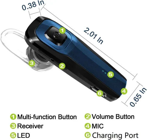Miniatura 4 de TOORUN Auricular Bluetooth, M26 auricular Bluetooth manos libres V5.0 auricular inalámbrico con reducción de ruido y micrófono compatible