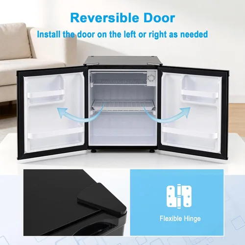 Miniatura 7 de COSTWAY 1.7 Cu.Ft Mini Fridge, Compact Refrigerator w/Chiller Compartment, Adjustable Thermostat, Reversible Single Door & Low Noise, Small