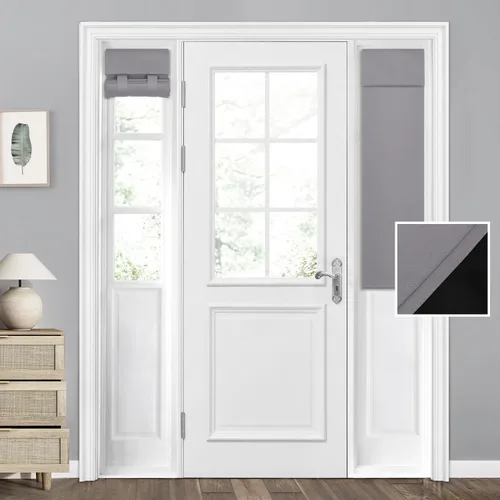 Miniatura 52 de HOMEIDEAS Cortinas 100% Opacas para Luces Laterales de Puerta Principal, Cubierta de Ventana de Puerta de Aula, Persianas de Privacidad