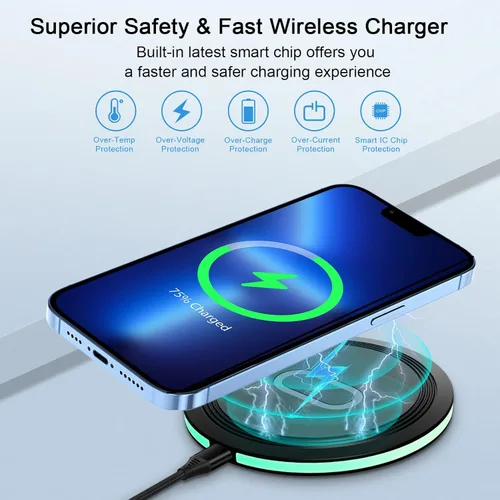 Miniatura 2 de Cargador inalámbrico Google de 15 W, almohadilla de carga rápida para Google Pixel 10 9A 9 Pro XL Fold 8 7 6 Pro 8A 7A, Samsung Galaxy S25 S24 Ultra