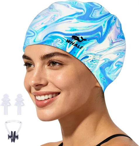 Miniatura 20 de WHALE Gorro de natación extragrande para mujeres y hombres, antideslizante, de alta elasticidad, mantiene el cabello seco, unisex, tamaño grande
