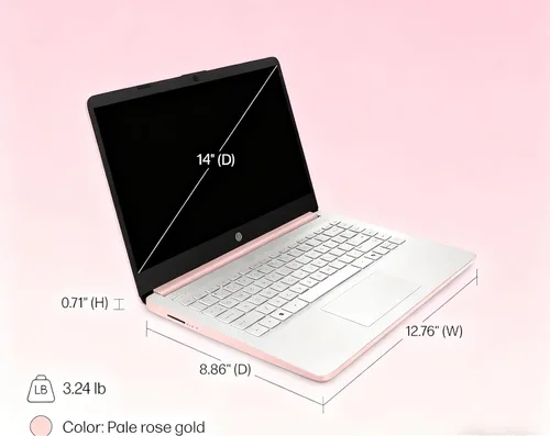 Miniatura 3 de HP Laptop HD de 14 pulgadas, CPU Intel de doble núcleo, 8 GB de RAM, 64 GB eMMC, ligera y batería de 12 horas, diseño elegante con múltiples Oro