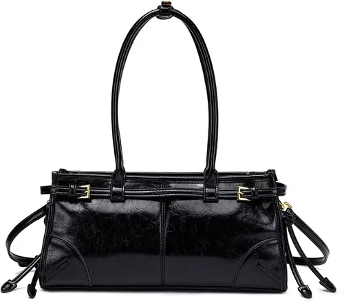 Miniatura 10 de NEWBELLA Bolso de mano de piel sintética para mujer, bolso de hombro convertible con asa superior para trabajo de noche