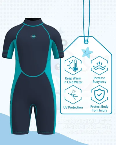 Miniatura 2 de Traje de neopreno para niños y niñas, con cremallera trasera de 0.118 pulgadas (0.118 in) de neopreno que mantiene el calor en agua fría para nadar
