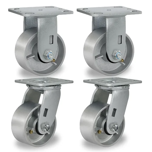 Miniatura 28 de Ruedas giratorias de 4 x 2 pulgadas, ruedas industriales resistentes, ruedas giratorias con rodamiento de rodillos - Ruedas de hierro fundido