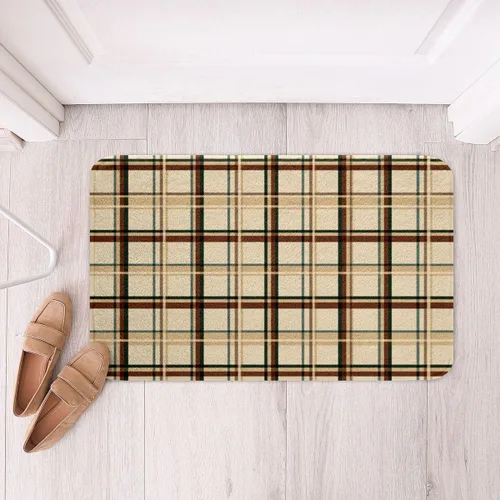 Miniatura 2 de Feelyou Beige Brown Bathroom Rugs Abstract Geometric Bath Mats Modern Art Bathroom Accessories Floor Doormats 16"x24" Soft Microfiber