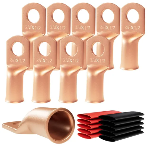 Miniatura 15 de 6 piezas 1/0 AWG - 1/2" (M12) Sanuke Terminales de anillo para cable de alambre con conectores de extremos resistentes para cable de batería, ojales