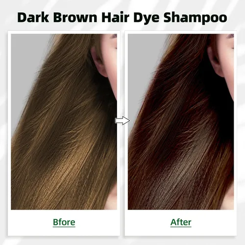 Miniatura 2 de Champú de tinte para el cabello marrón oscuro 3 en 1 para cobertura de canas para mujeres/hombres, champú de color instantáneo ingredientes herbales