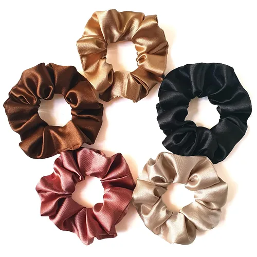 Miniatura 8 de Silvr Bear Paquete de 6 coleteros de satén de lujo, color negro, suaves, grandes para mujeres y niñas, bandas para el cabello grueso y rizado