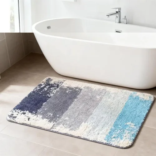 Miniatura 19 de Hi Space - Alfombras de baño de 31.5x19.7 pulgadas, alfombra de baño de hojas grises estilo bohemio antideslizante, lavable a máquina, de microfibra