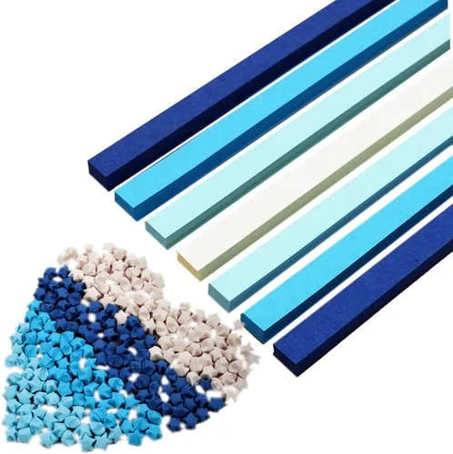 Miniatura 13 de Tiras de origami de estrellas, patrones de cielo estrellado, estrellas de papel, tiras de papel hechas a mano, artesanías (540 piezas)