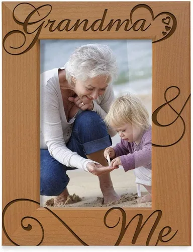 Miniatura 8 de KATE POSH Marco de fotos de madera natural grabado con texto en inglés «Grandma and Me», «I Love You Grandma», Grandparent's Day, Best Grandma Ever