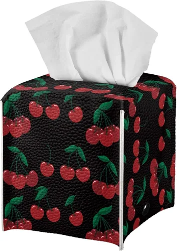 Miniatura 17 de ZFRXIGN Caja de pañuelos de hongos estética, funda cuadrada de piel sintética, organizador con cinturón inferior para tocador, encimera, mesita