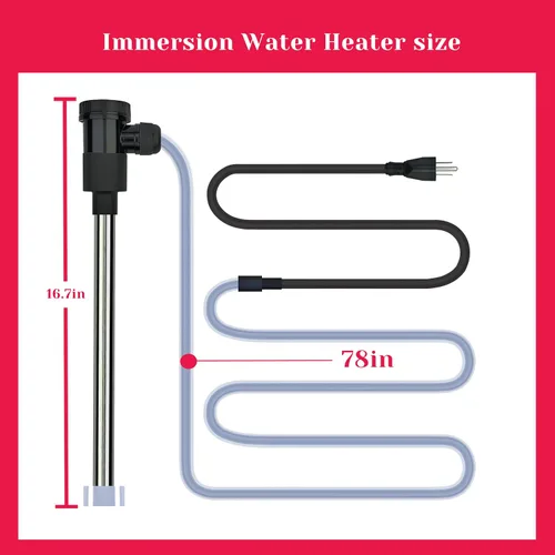 Miniatura 4 de Calentador de agua de inmersión de 2000 W para bañera de hidromasaje y piscina, calentador sumergible eléctrico portátil con control de temperatura
