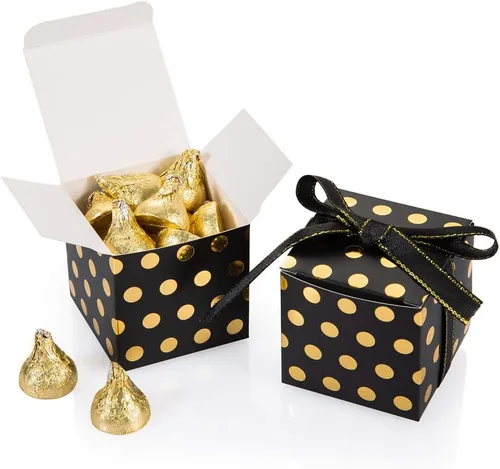 Miniatura 17 de AWELL Caja de dulces de regalo rosa a granel de 2 x 2 x 2 pulgadas con cinta rosa caja de favor de fiesta, paquete de 50 Caja rosa con cinta rosa