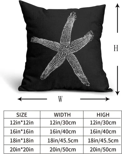 Miniatura 5 de Sweetshow Juego de 2 fundas de almohada cuadradas de lino con estrellas de mar negras de 16 x 16 pulgadas, decoración náutica costera de playa
