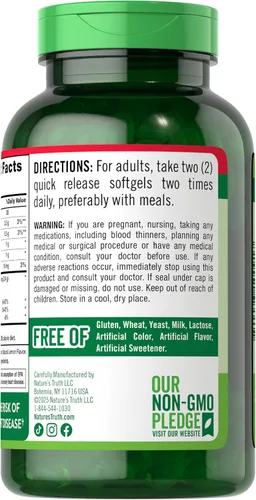Miniatura 6 de Nature's Truth Aceite de pescado sin eructos de 2400 mg 250 cápsulas blandas 720 mg de Omega 3 Píldoras naturales de sabor a limón