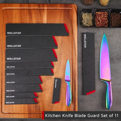 Miniatura 2 de WELLSTAR - Juego de protectores de filo de cuchillo, 11 piezas de fundas universales para cuchillas, fundas protectoras de cuchillas de ABS libres