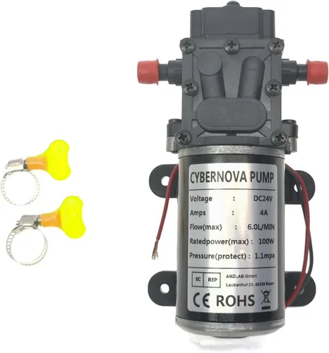 CYBERNOVA Bomba de diafragma de reflujo DC24V 6L/MIN Bomba de agua autocebante para enfriamiento/eliminación de polvo/limpieza de jardín y RV,