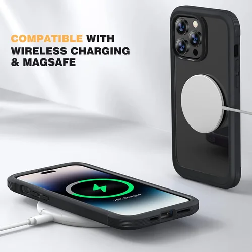 Miniatura 5 de Diaclara - Funda diseñada para iPhone 14 Pro de 6.1 pulgadas, resistente, de cuerpo completo, con protector de pantalla sensible al tacto y Negro