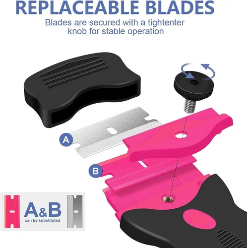 Miniatura 2 de DEKEones - Raspador con cuchilla de doble filo, herramienta de raspado con 10 cuchillas, raspador de pintura para vidrio, calcomanías, tinte